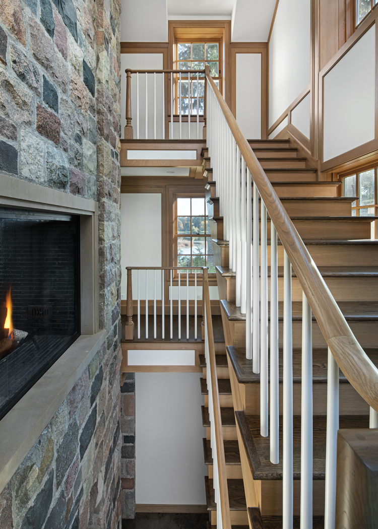 Gilbert-Lake-renovation-stairs-fireplace
